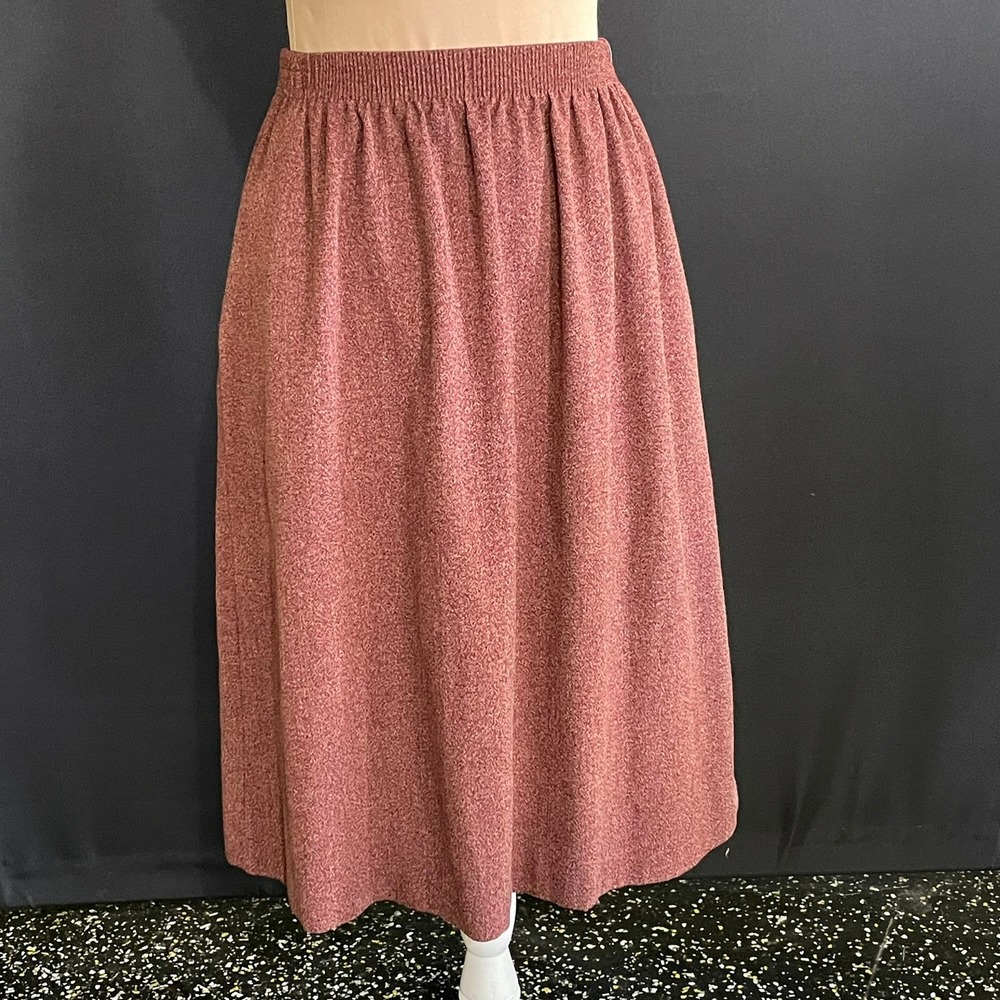 Bon Worth Pull On Skirt Womens S/M Mauve Good Vintage Elastic Waist Pockets